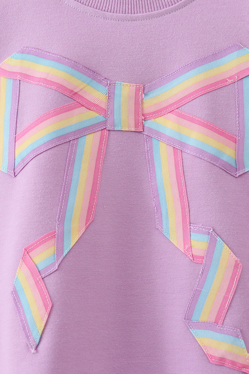 Purple Patriotic hand-sewn bow mom&me sweatshirt