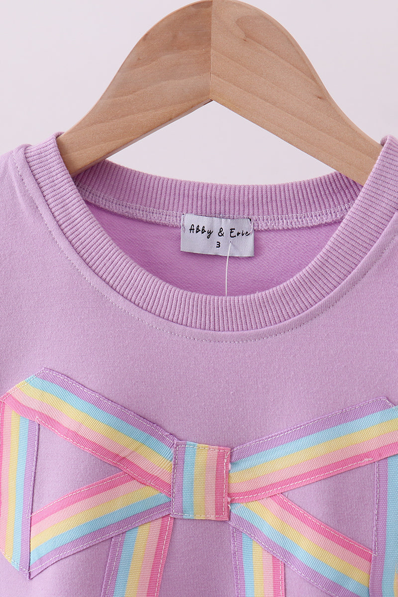 Purple Patriotic hand-sewn bow mom&me sweatshirt