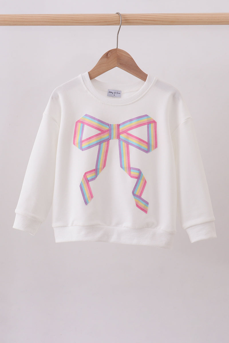 Cream Patriotic hand-sewn bow mom&me sweatshirt