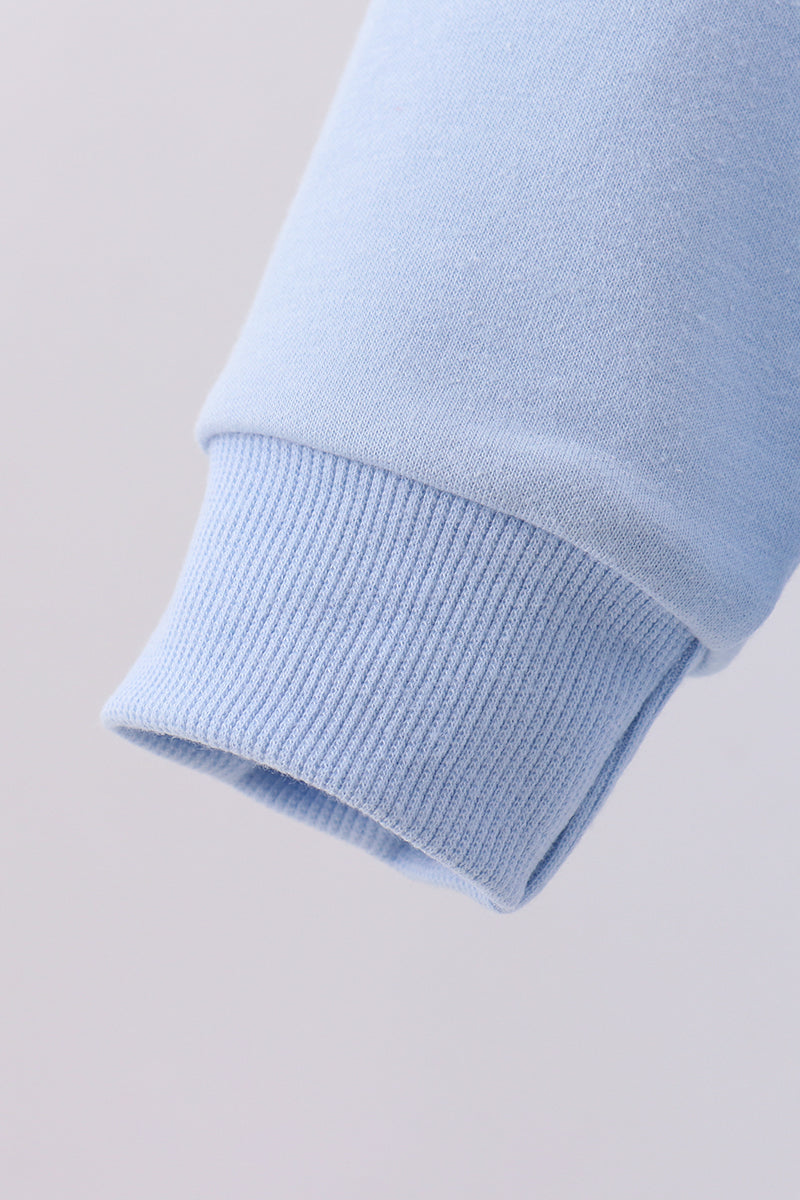 Blue Patriotic hand-sewn bow mom&me sweatshirt