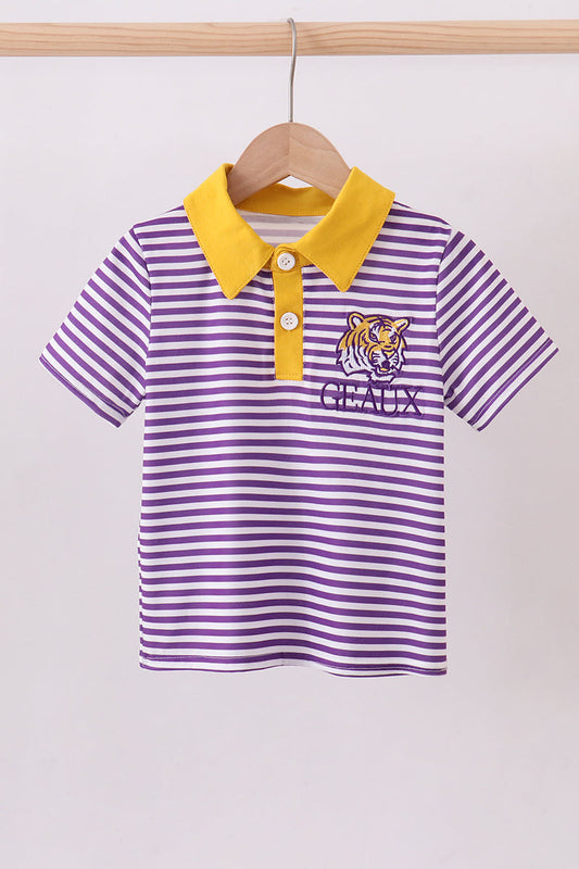 Purple LSU GEAUX applique top