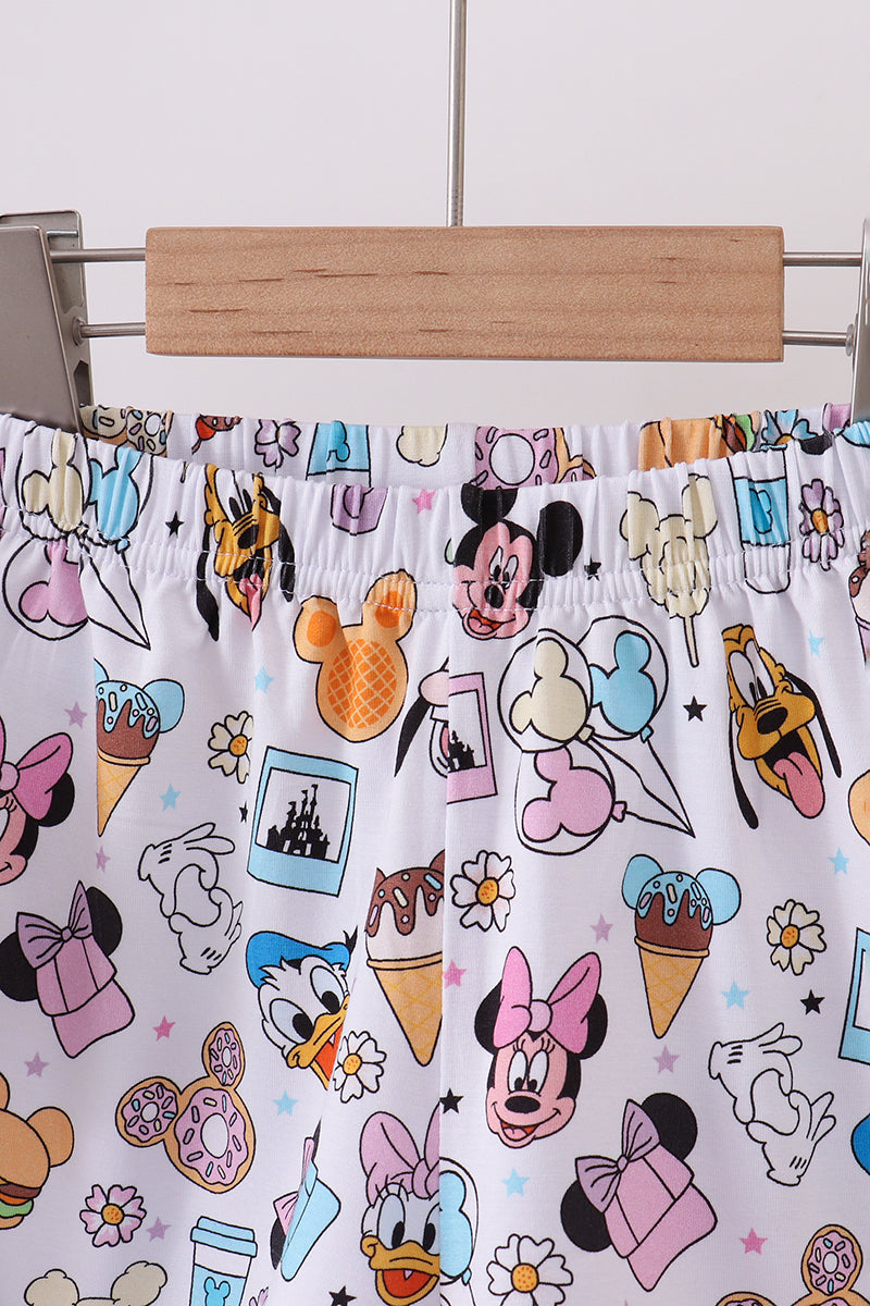 Purple character print bamboo pajama set