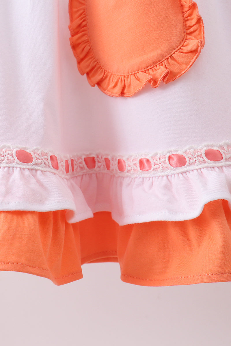 Sage strawberry embroidery ruffle dress