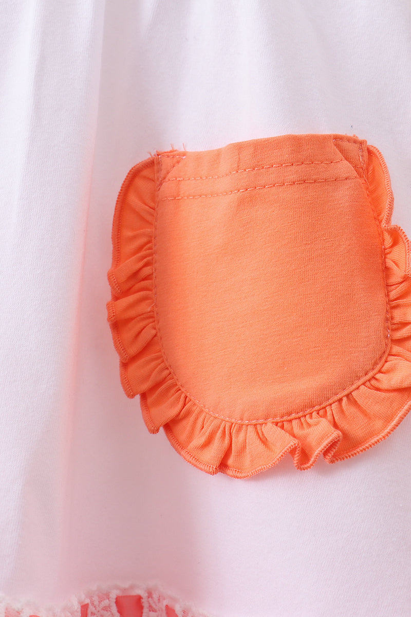 Sage strawberry embroidery ruffle dress